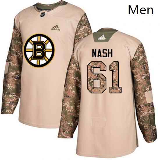 Mens Adidas Boston Bruins 61 Rick Nash Authentic Camo Veterans Day Practice NHL Jersey